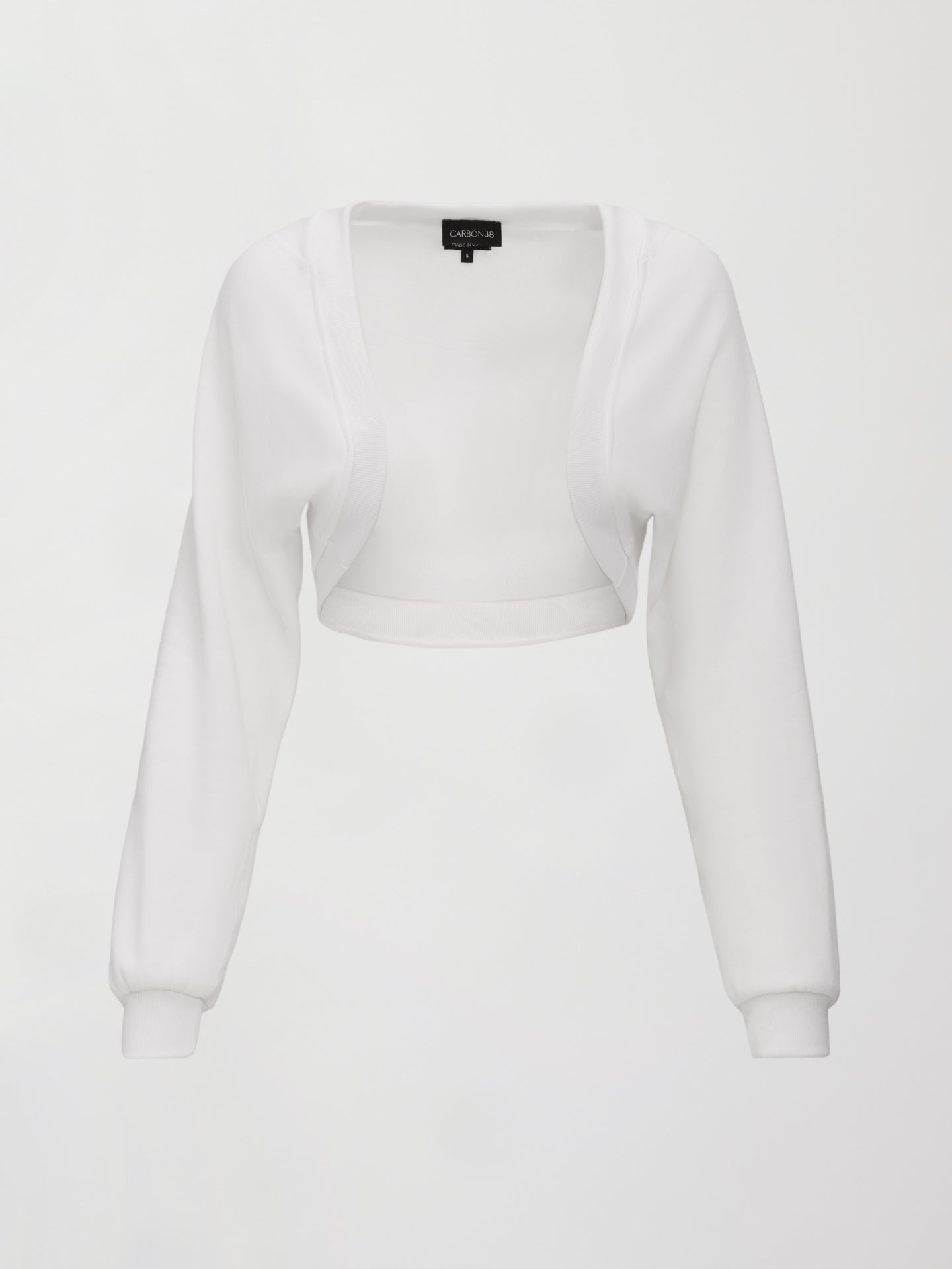 Carbon38 Long Sleeve Shrug in French Terry - White