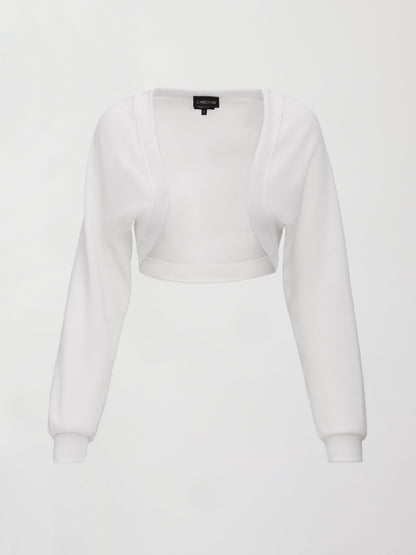 Carbon38 Long Sleeve Shrug in French Terry - White