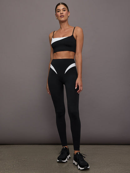 Carbon38 Spliced Colorblock Bra in Melt - Black/White