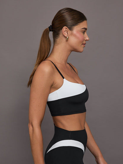 Carbon38 Spliced Colorblock Bra in Melt - Black/White