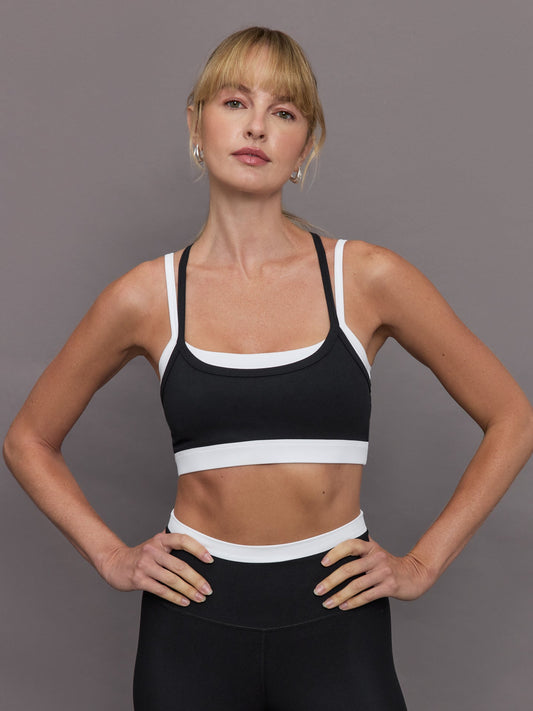 Carbon38 Double Layered Contrast Bra in Melt - Black/White