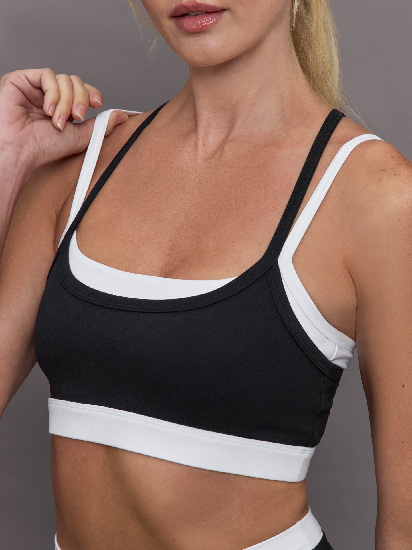 Carbon38 Double Layered Contrast Bra in Melt - Black/White