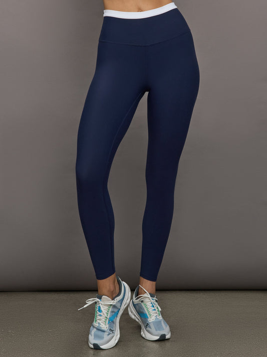 Carbon38 Contrast Waistband Legging in Melt - Navy/White