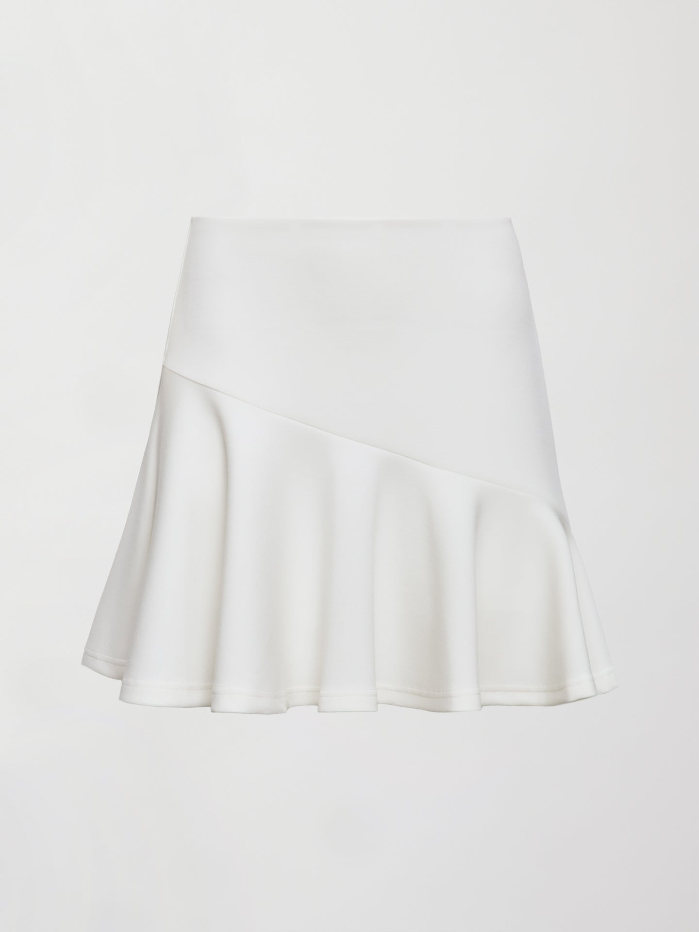 Carbon38 Asymmetrical Flounce Tennis Skirt in Scuba - White