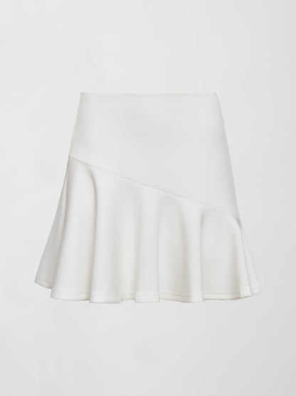 Carbon38 Asymmetrical Flounce Tennis Skirt in Scuba - White