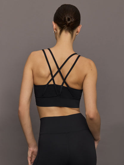 Carbon38 Multi Strap Active Bra in Diamond Compression - Black