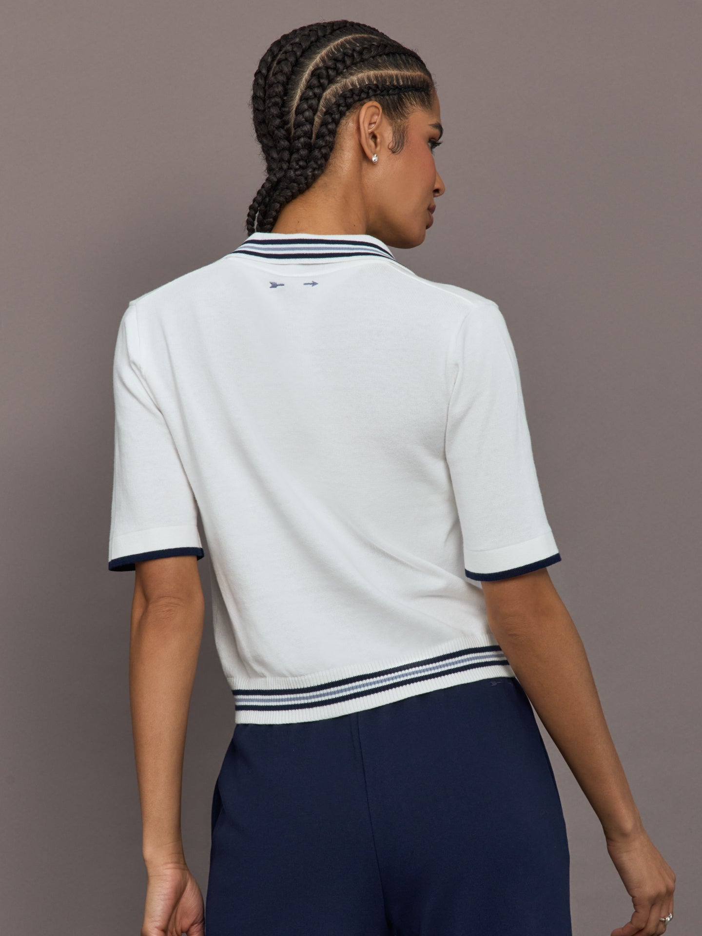 Carbon38 Archie Collared Knit Polo - White