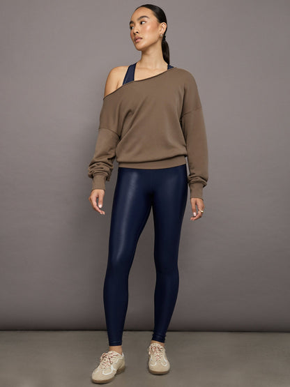 Carbon38 Off Shoulder Sweatshirt in French Terry - Caribou