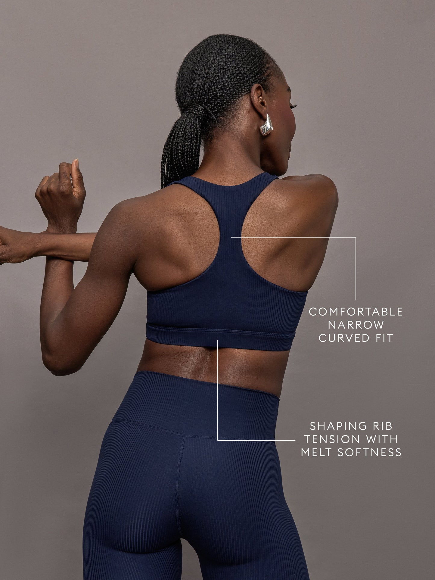 Carbon38 Racerback Bra in Ribbed Melt - True Navy