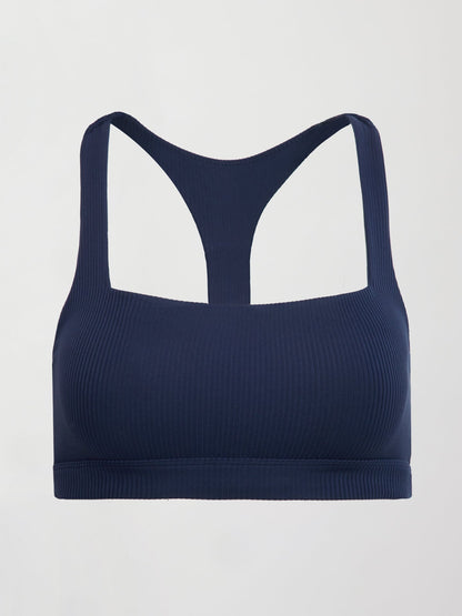 Carbon38 Racerback Bra in Ribbed Melt - True Navy