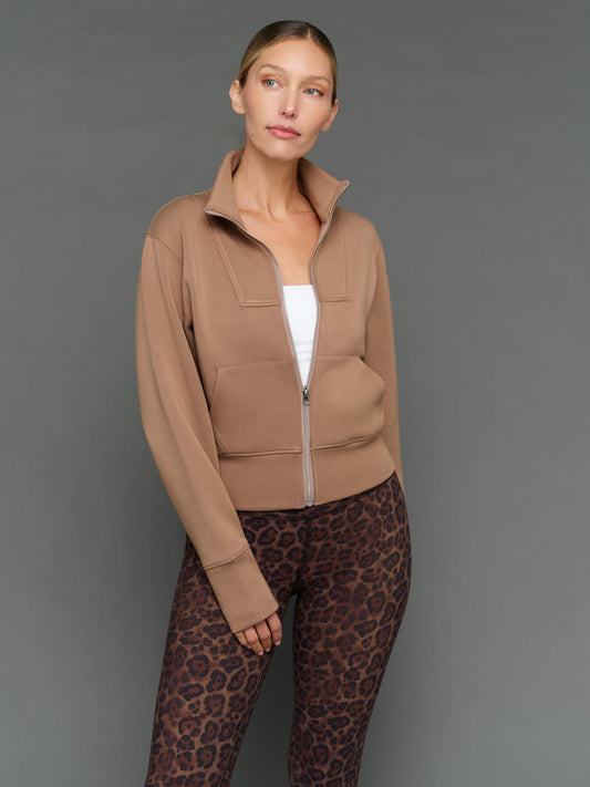 Carbon38 Full Zip Jacket in Interlock - Caribou