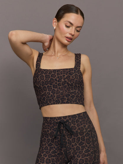 Carbon38 Square Neck Bra Top in Melt - Leopard Print