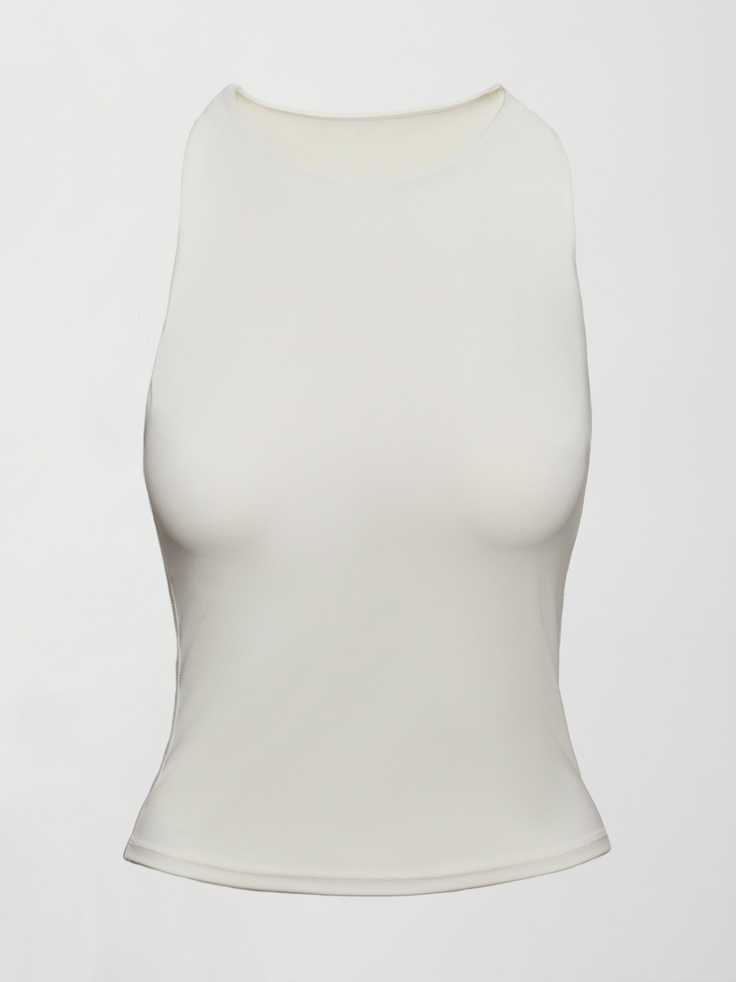 Carbon38 Racer High Neck Active Tank in Diamond Compression - Cloud Dancer