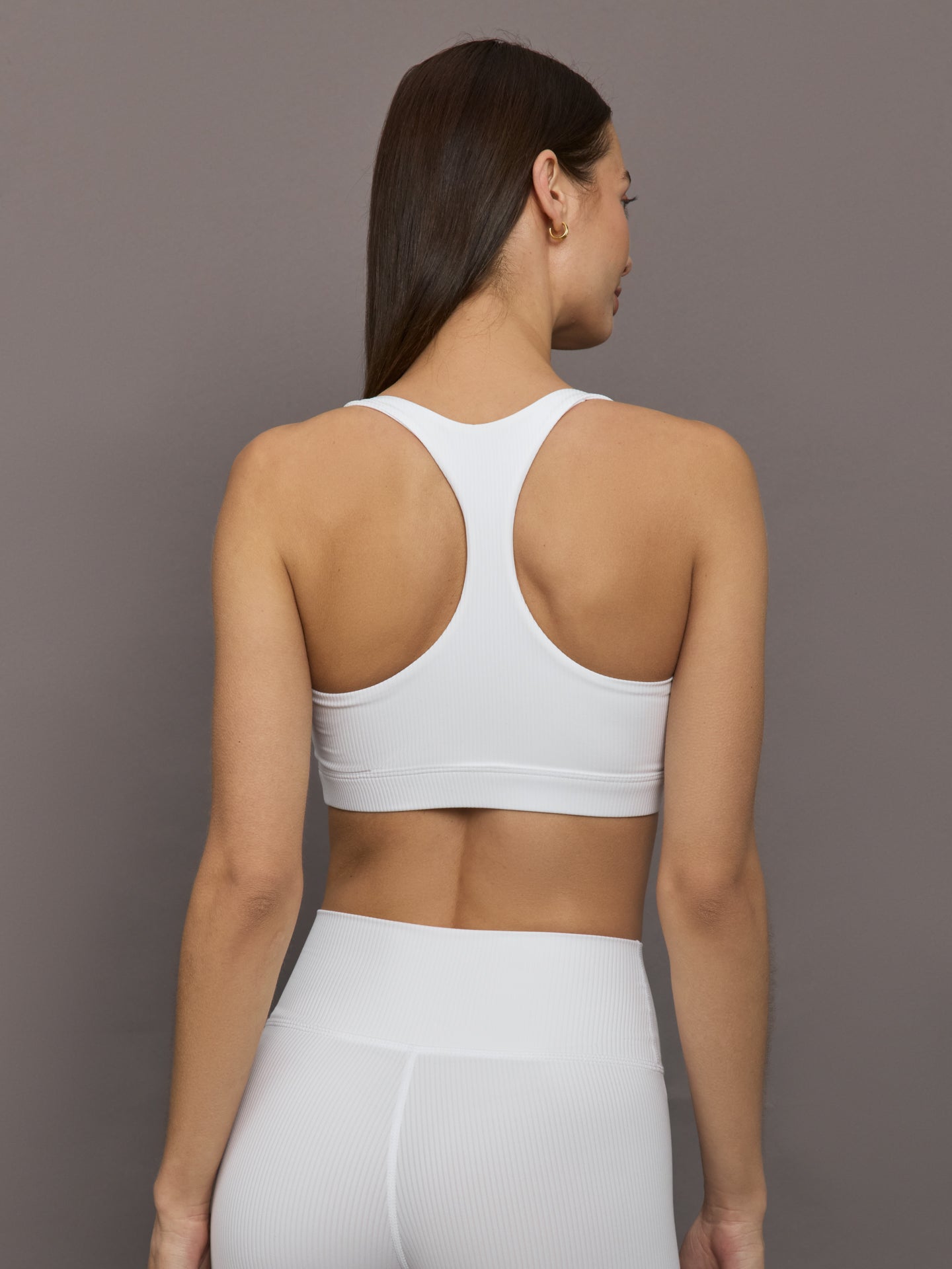 Carbon38 Racerback Bra in Ribbed Melt - White