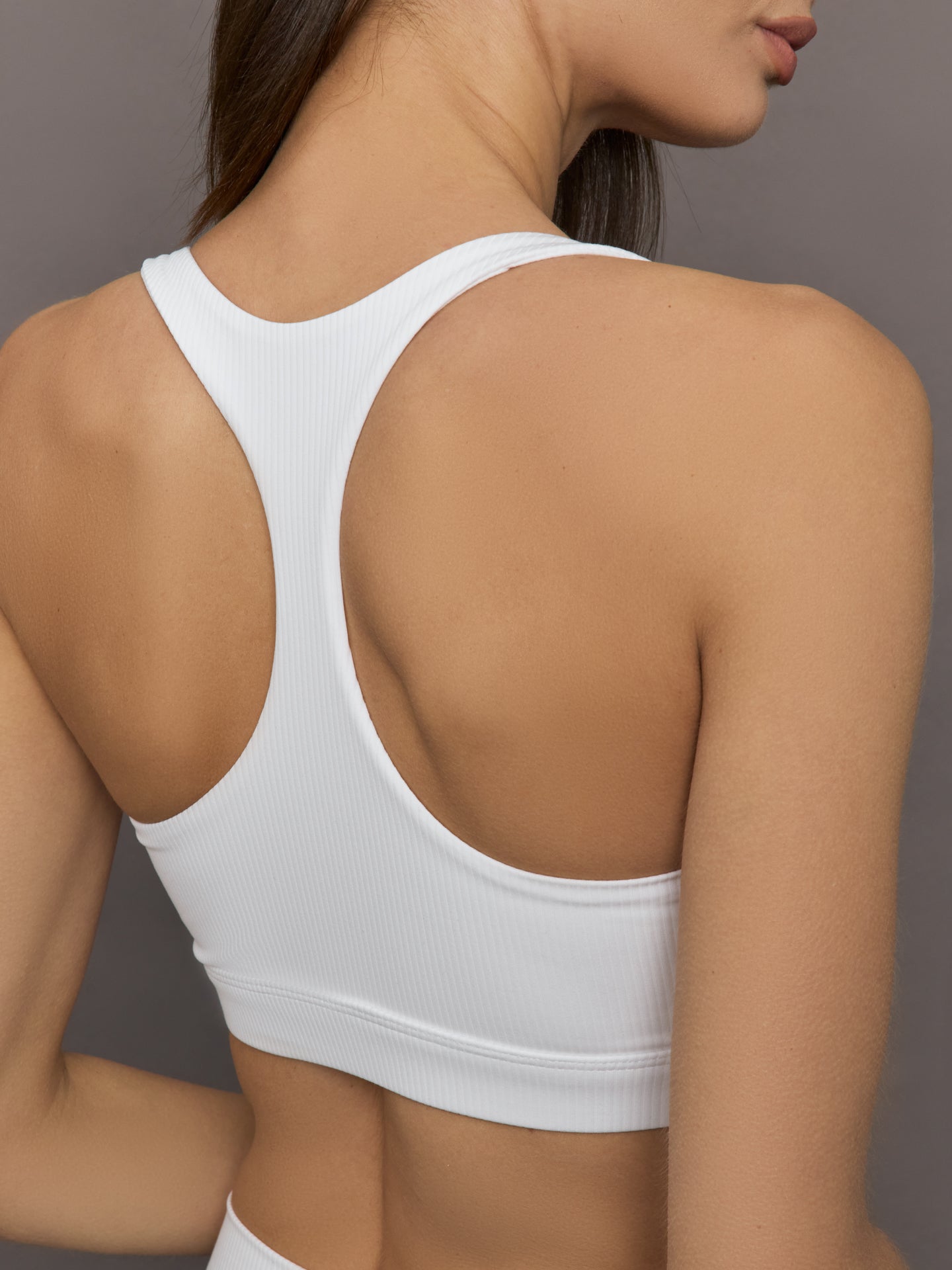Carbon38 Racerback Bra in Ribbed Melt - White