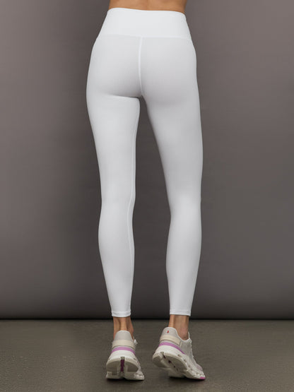 Carbon38 High Rise Legging in Ribbed Melt - White