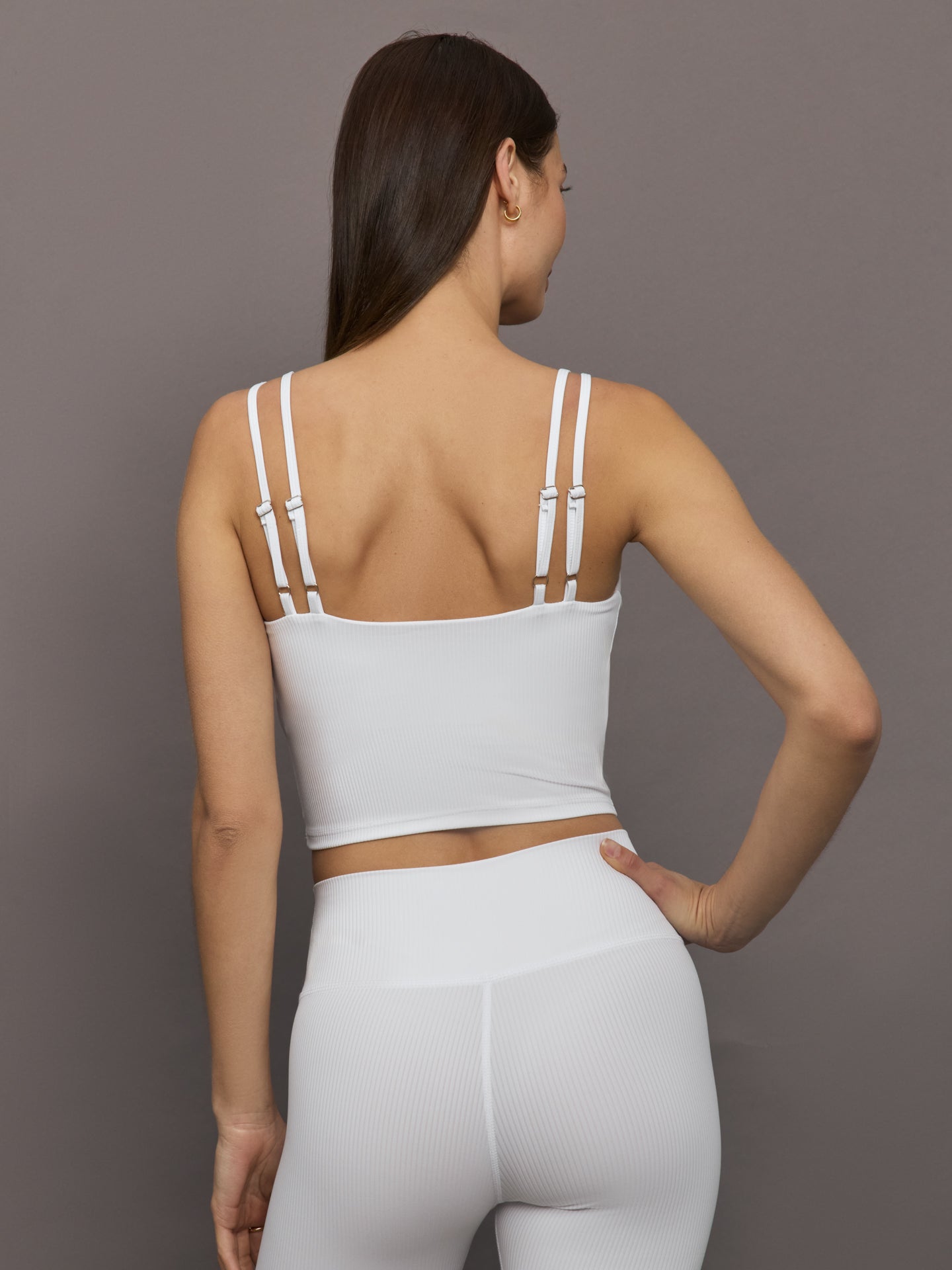 Carbon38 V-Neck Tank in Ribbed Melt - White