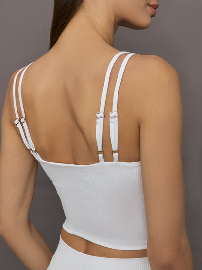 Carbon38 V-Neck Tank in Ribbed Melt - White