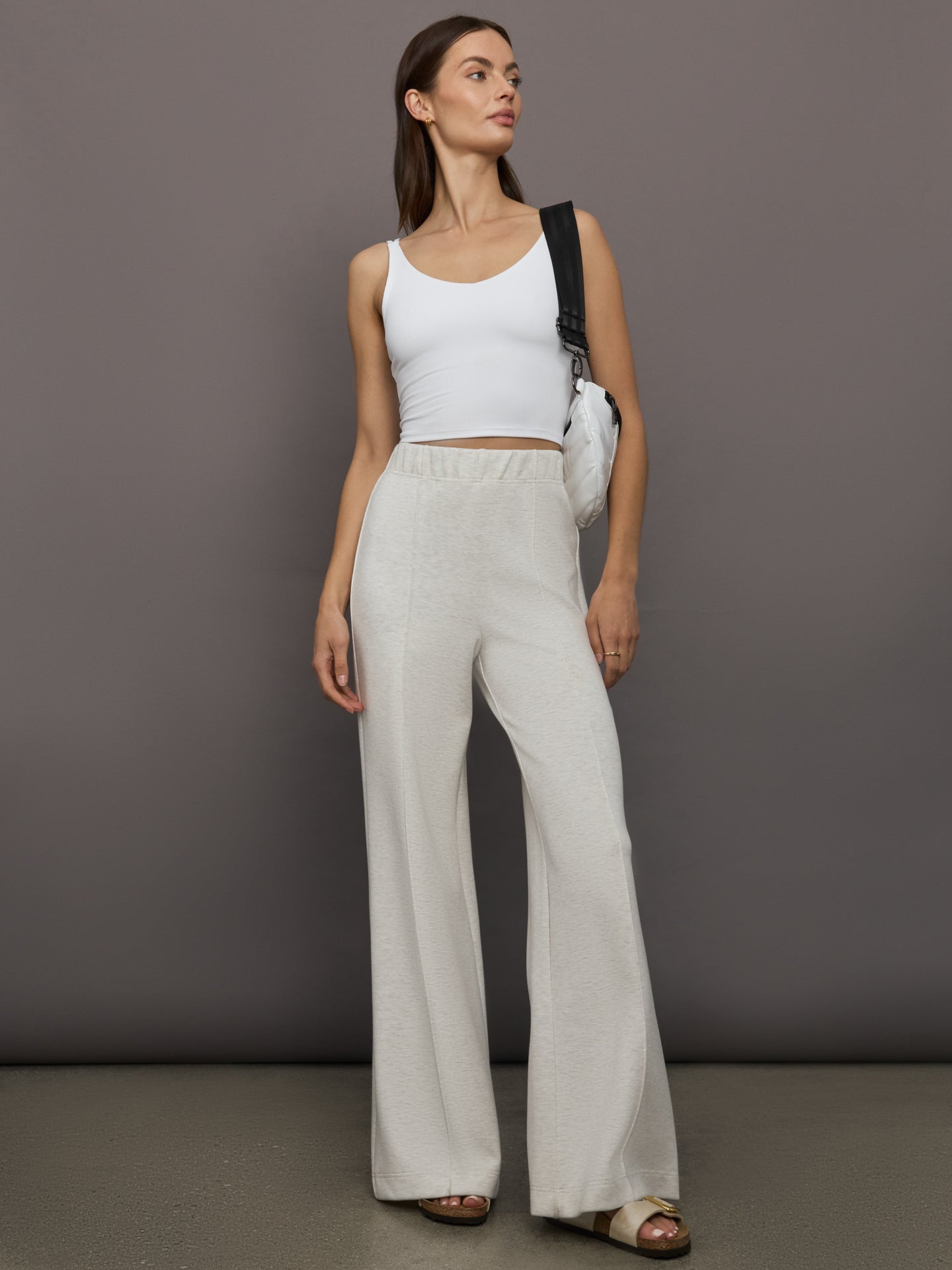 Carbon38 V-Neck Tank in Ribbed Melt - White