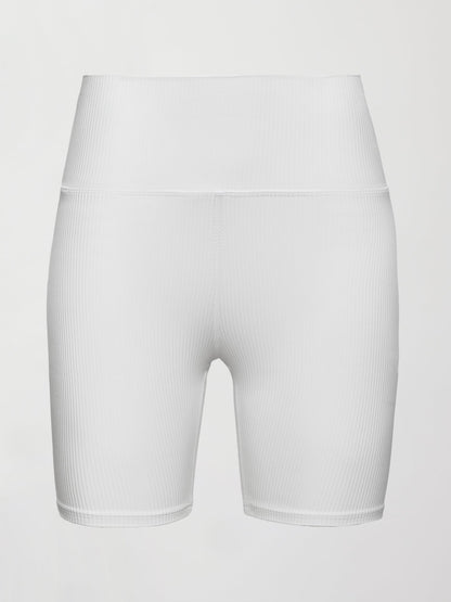 Carbon38 Biker Short in Ribbed Melt - White