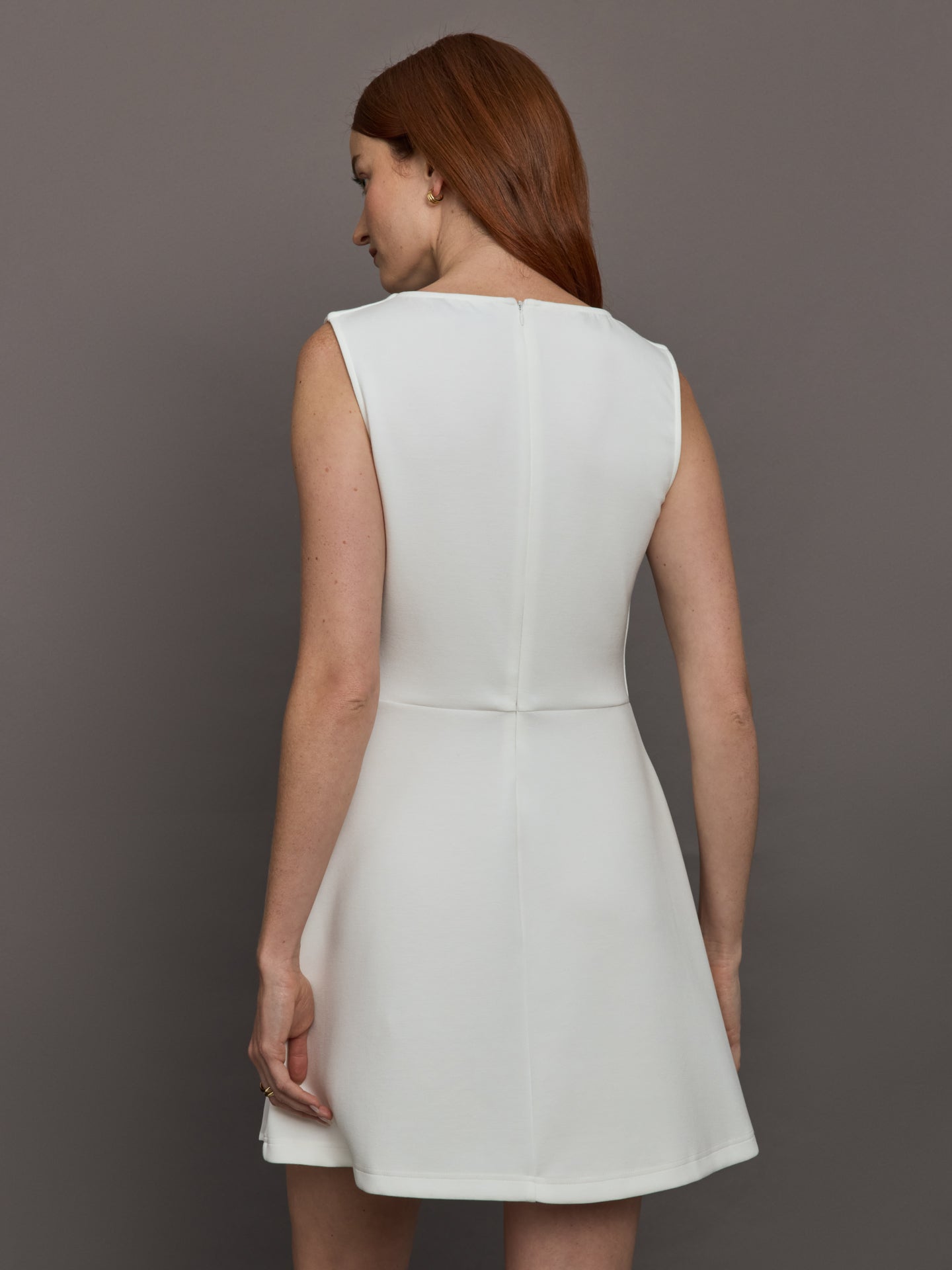 Carbon38 Split Pleat Tennis Dress in Scuba - White