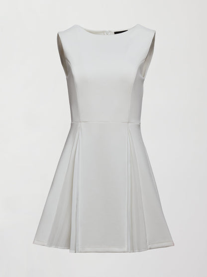 Carbon38 Split Pleat Tennis Dress in Scuba - White
