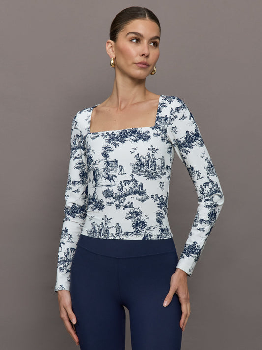 Carbon38 Toile Long Sleeve Top - Navy Toile
