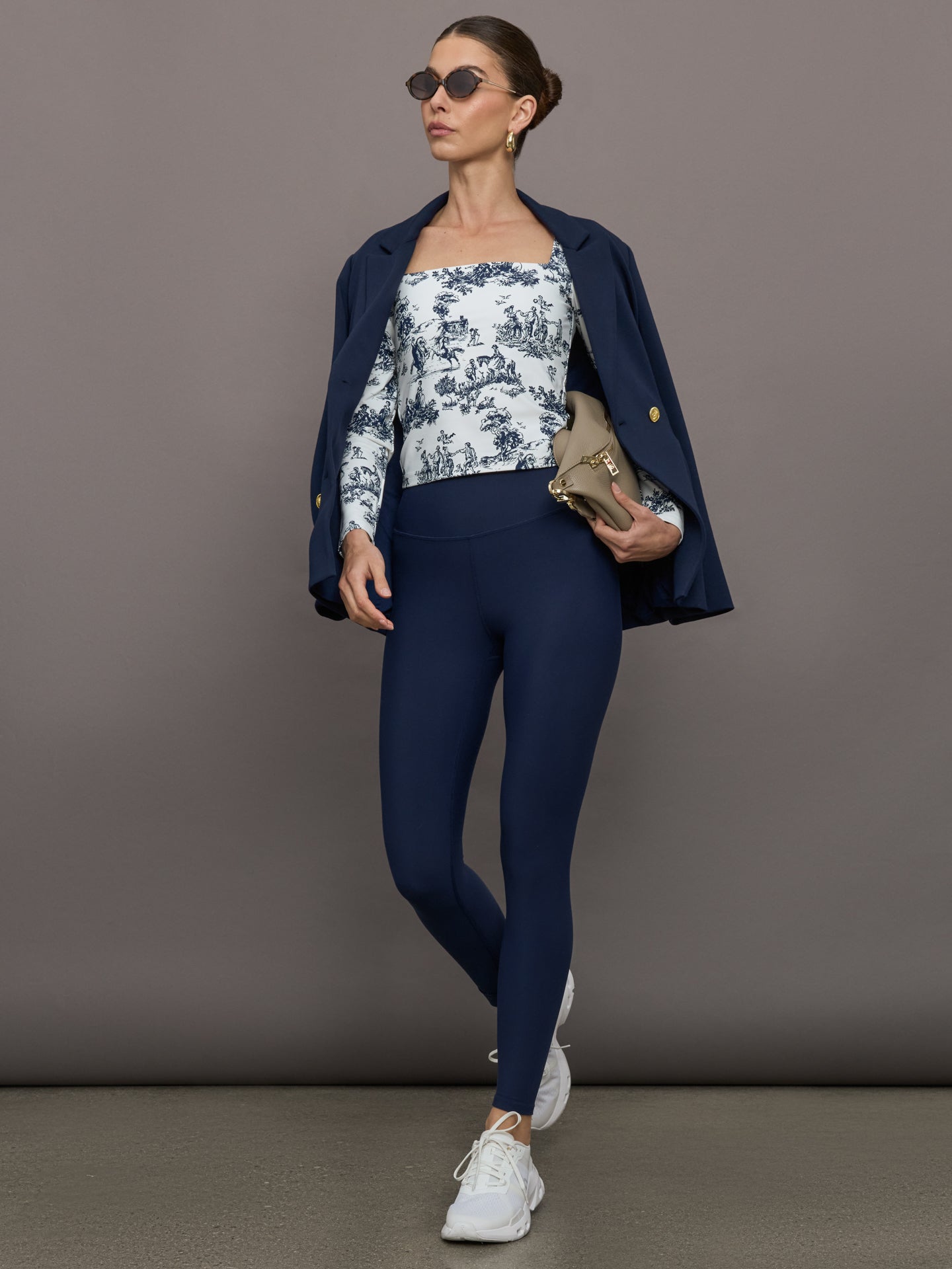 Carbon38 Toile Long Sleeve Top - Navy Toile