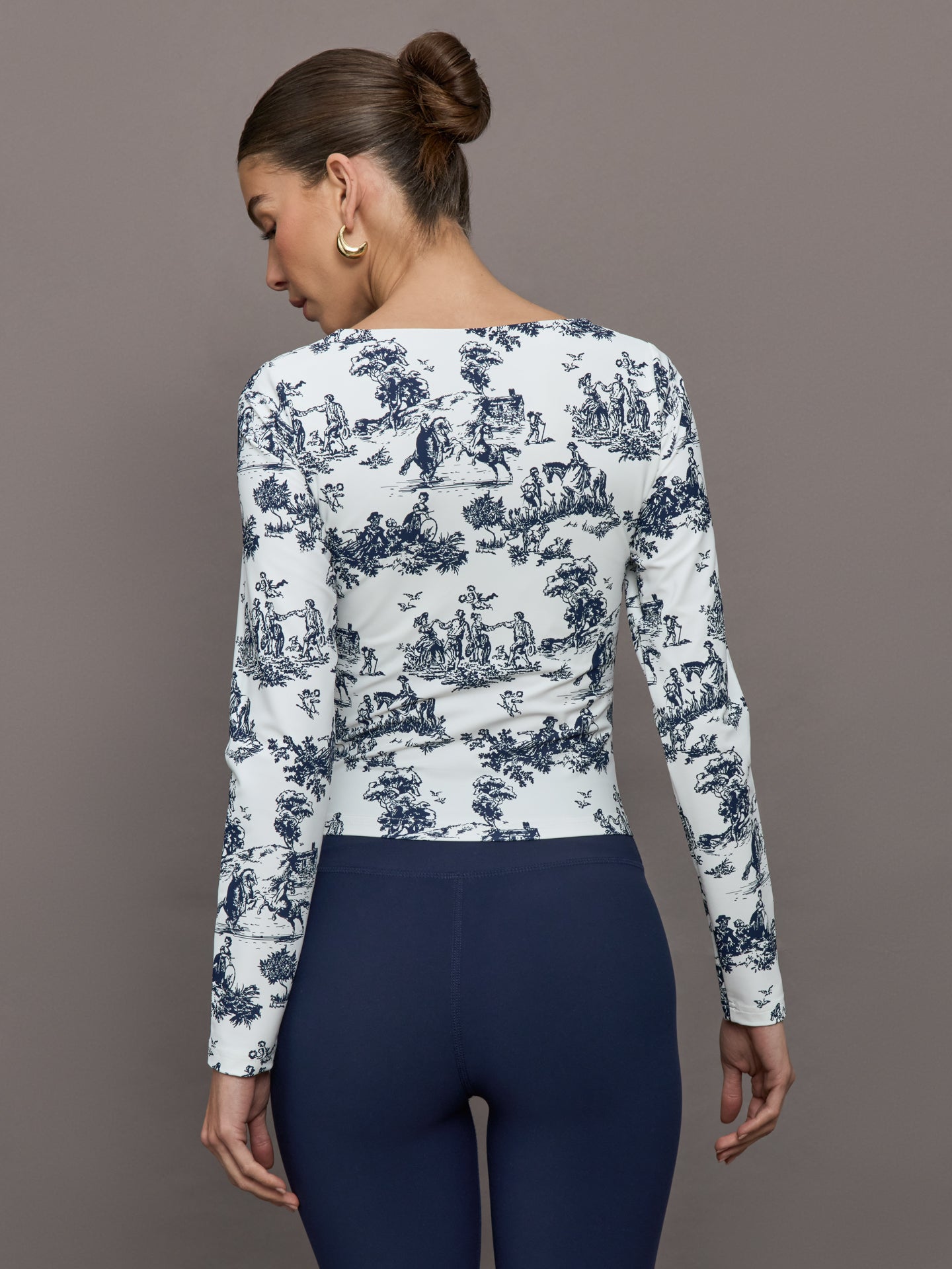 Carbon38 Toile Long Sleeve Top - Navy Toile