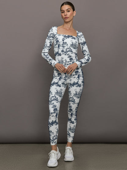 Carbon38 Toile Long Sleeve Top - Navy Toile