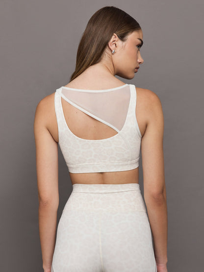 Carbon38 Mesh Overlay Bra in Melt - Snow Leopard