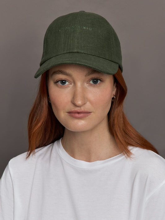 Carbon38 Lo Linen Baseball Cap - Olive