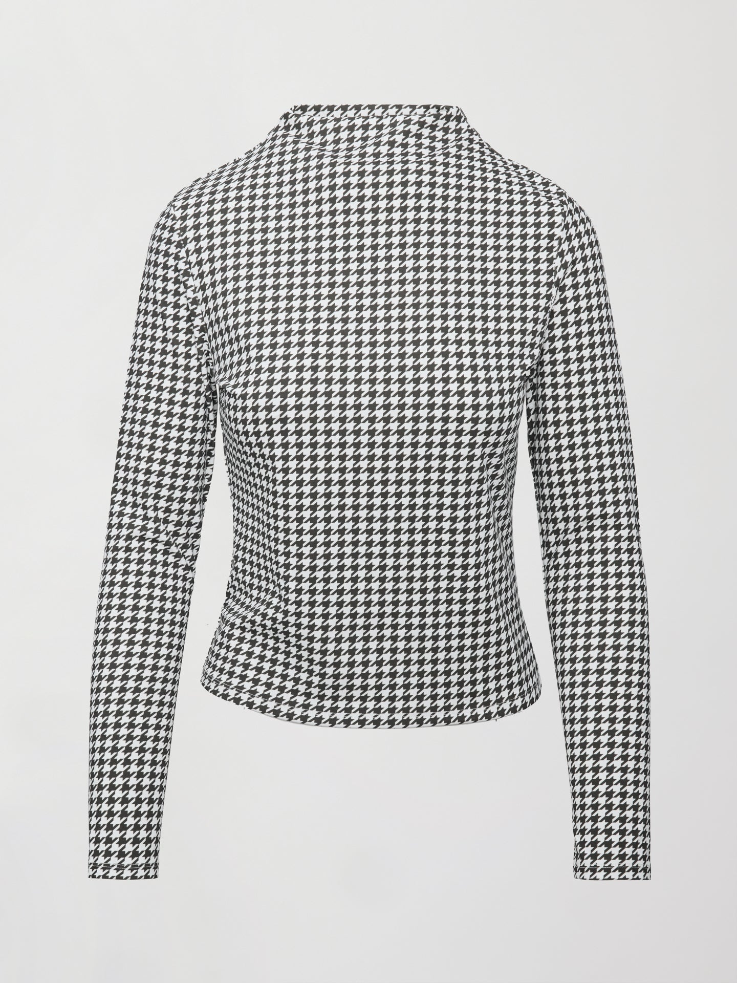Carbon38 Houndstooth Mock Neck Top - Ivory / Faded Black