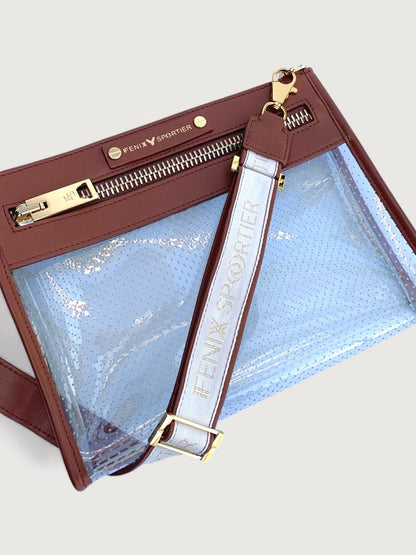 Carbon38 Front Row Bag - Tan Leather/Clear