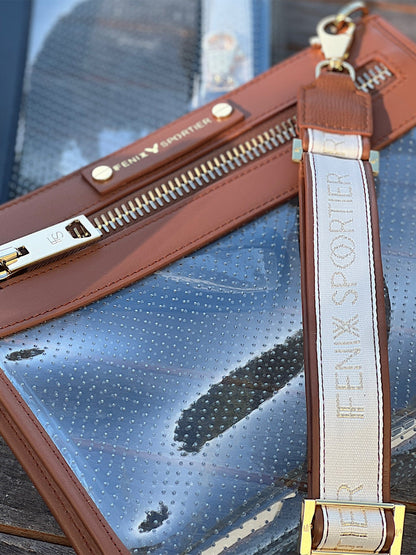 Carbon38 Front Row Bag - Tan Leather/Clear