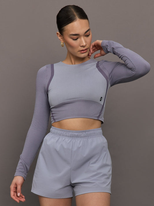 Carbon38 Studio Knit Long-T Crop - Lilac | Cosmos