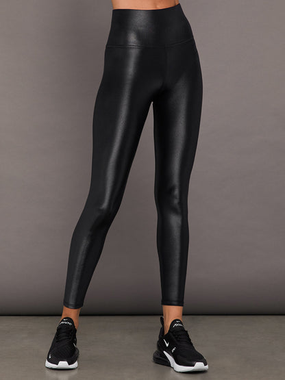 Carbon38 High Rise Full-Length Legging in Takara Shine - Black