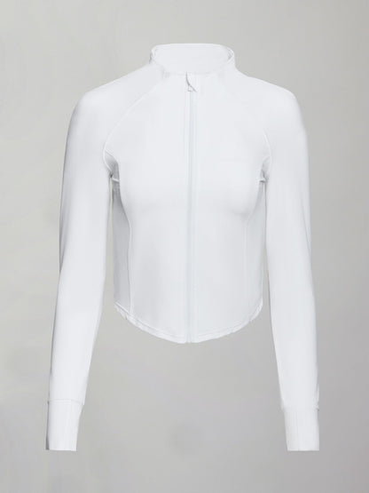 Carbon38 Mock Neck Corset Zip Top in Melt - White