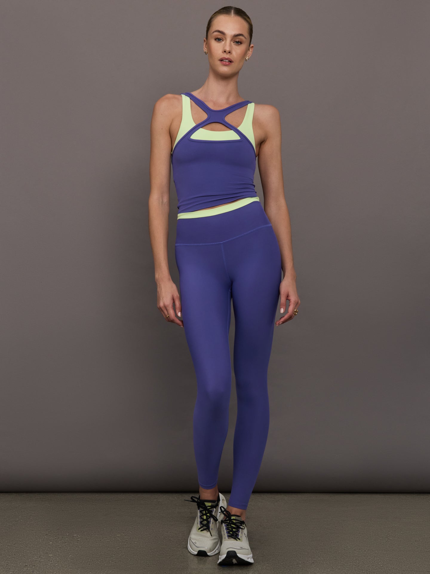 Carbon38 Contrast Waistband Legging in Melt - Future Dusk / Matcha