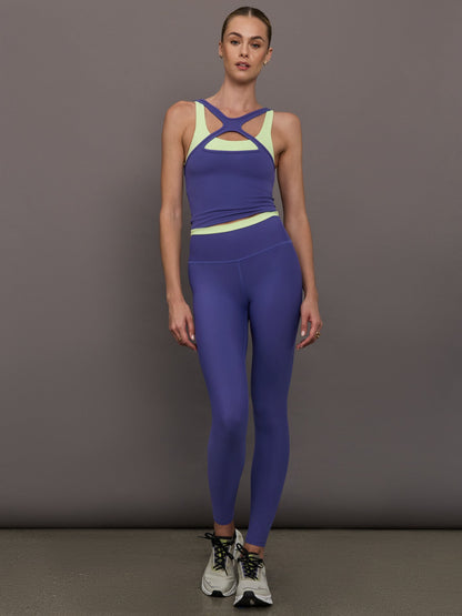 Carbon38 Contrast Waistband Legging in Melt - Future Dusk / Matcha