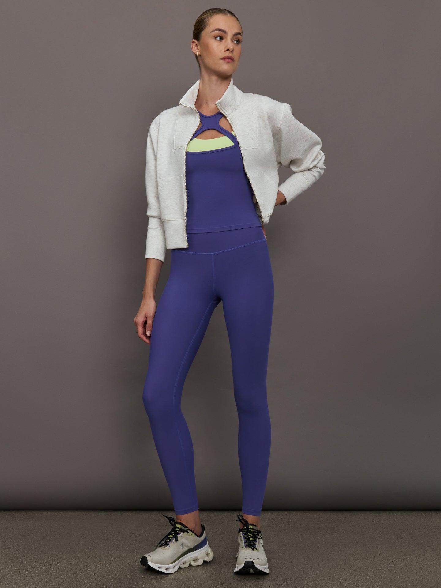 Carbon38 High Neck Cut Out Colorblock Tank in Melt - Future Dusk / Matcha