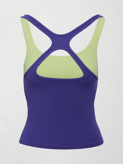 Carbon38 High Neck Cut Out Colorblock Tank in Melt - Future Dusk / Matcha