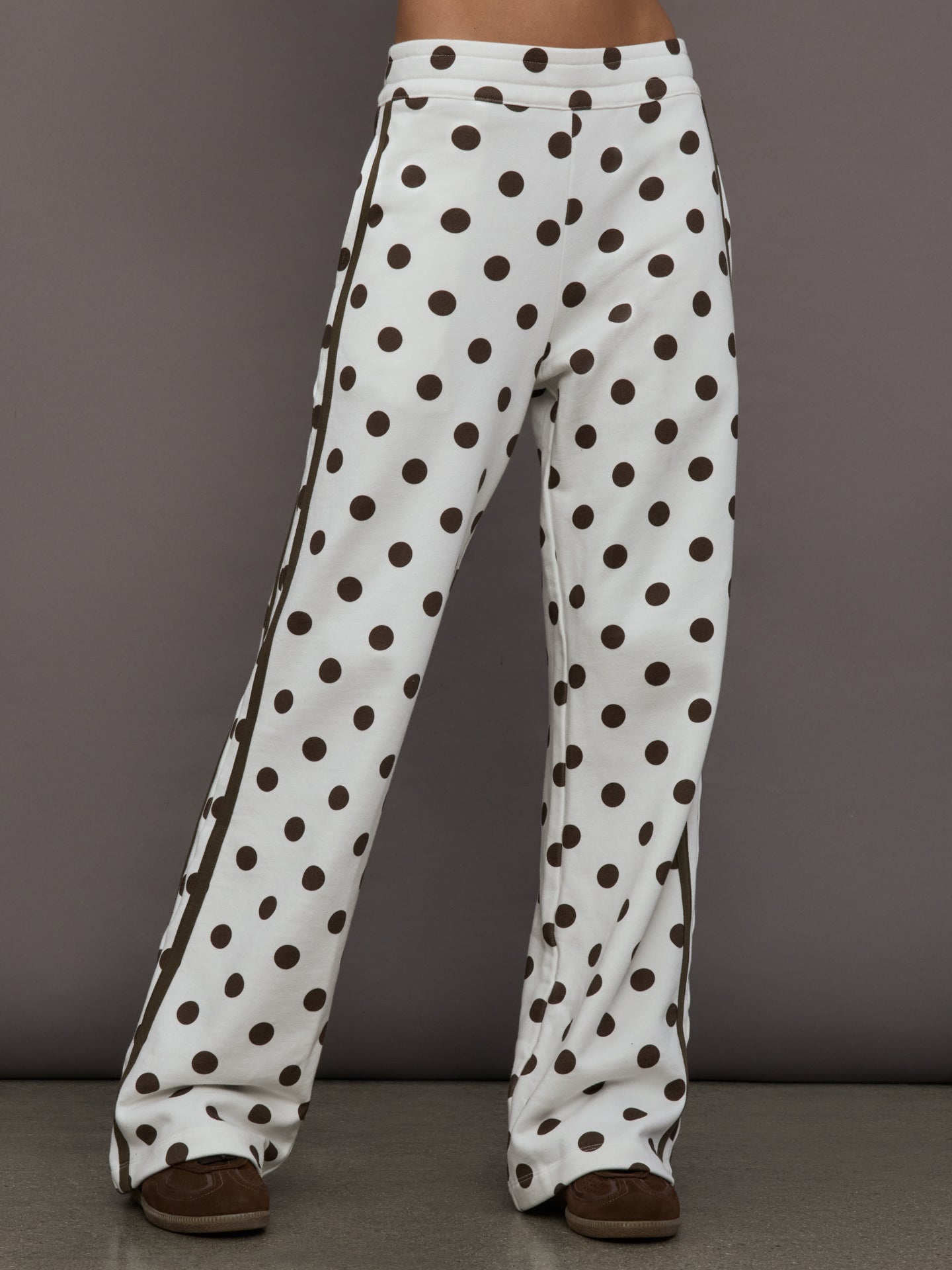 Carbon38 Polka Dot Track Pant - White/Carafe Polka Dot
