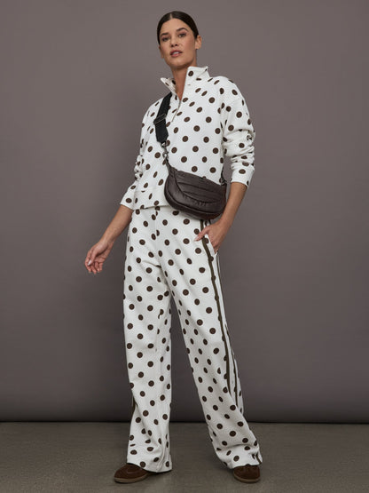 Carbon38 Polka Dot Track Pant - White/Carafe Polka Dot
