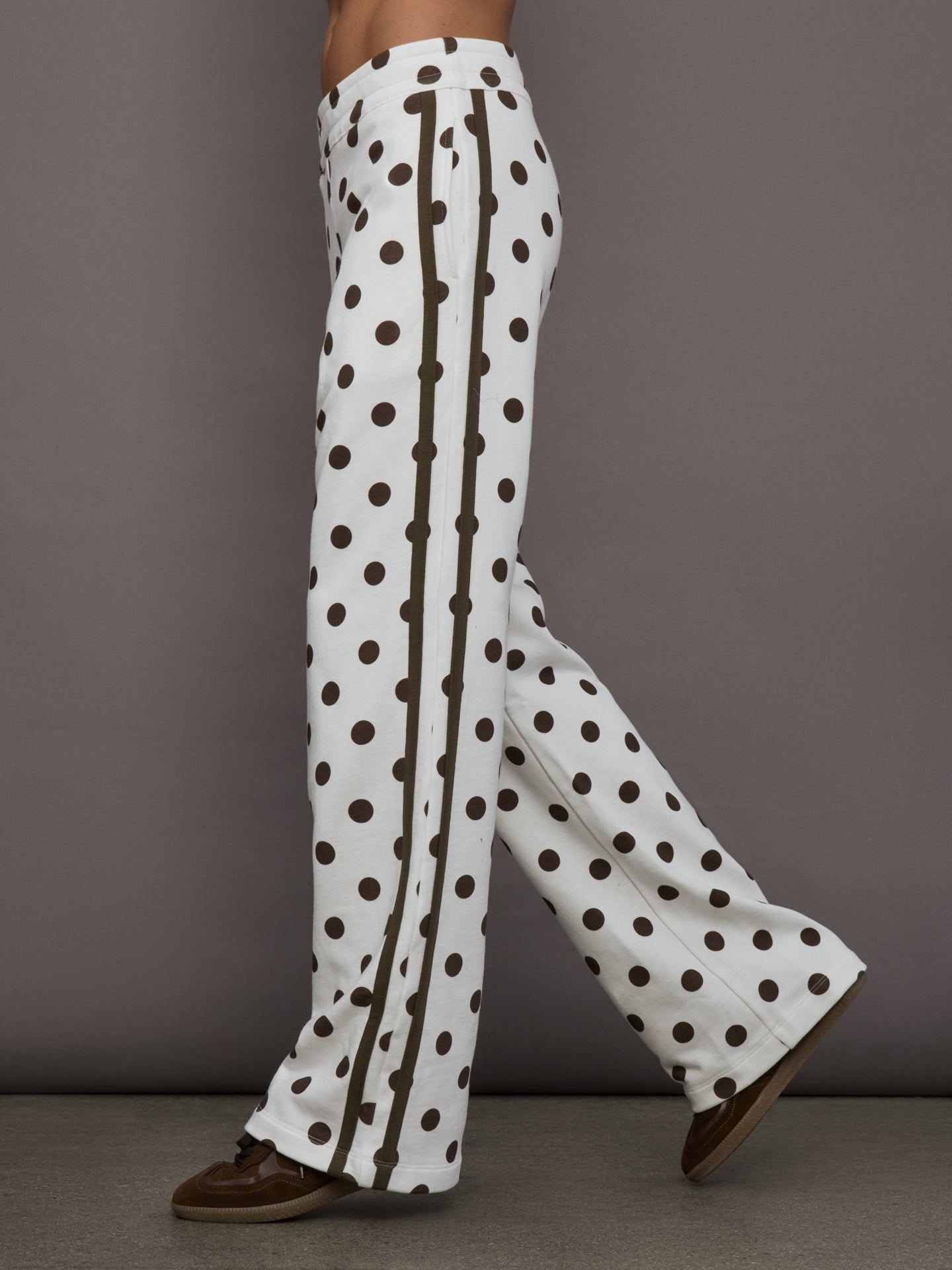 Carbon38 Polka Dot Track Pant - White/Carafe Polka Dot