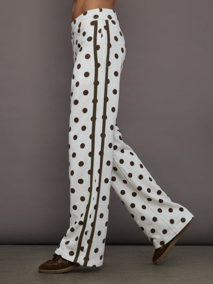 Carbon38 Polka Dot Track Pant - White/Carafe Polka Dot