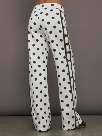 Carbon38 Polka Dot Track Pant - White/Carafe Polka Dot