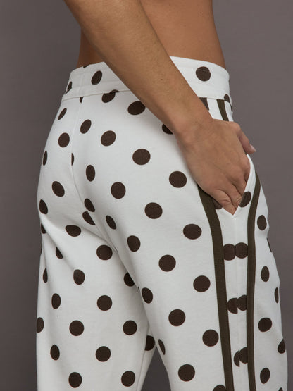 Carbon38 Polka Dot Track Pant - White/Carafe Polka Dot
