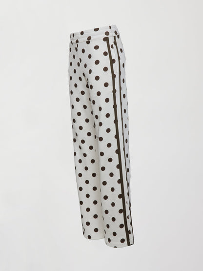 Carbon38 Polka Dot Track Pant - White/Carafe Polka Dot