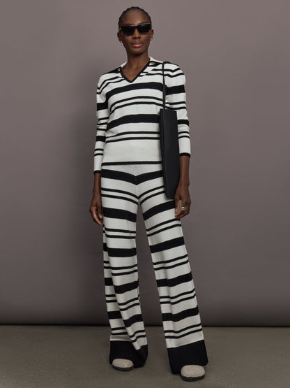 Carbon38 Johnny Collar Striped Sweater - Black/Cream